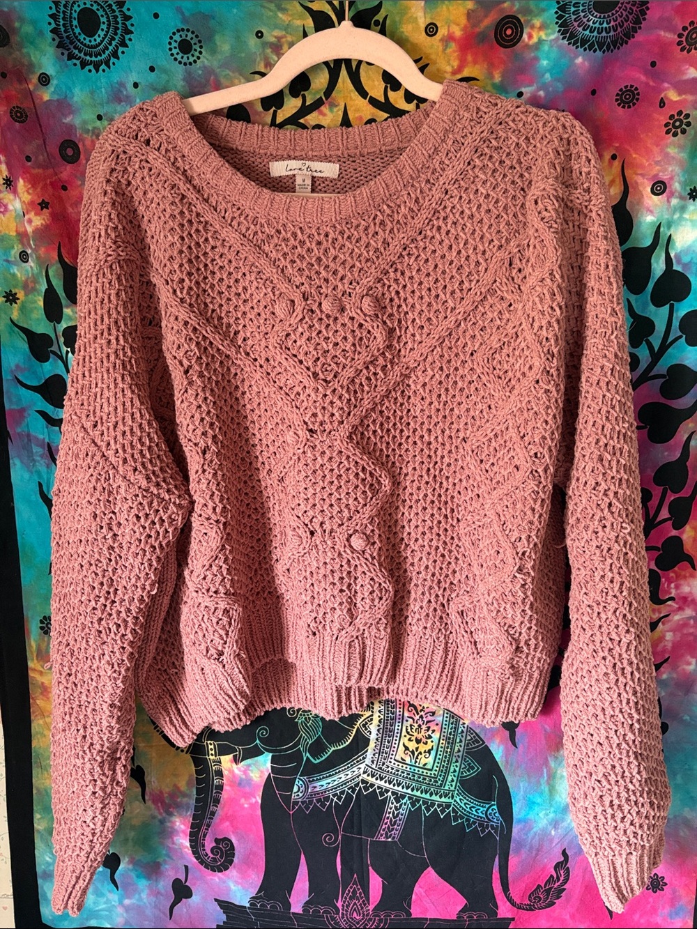 Love Tree Mauve Pink Cable Knit Sweater